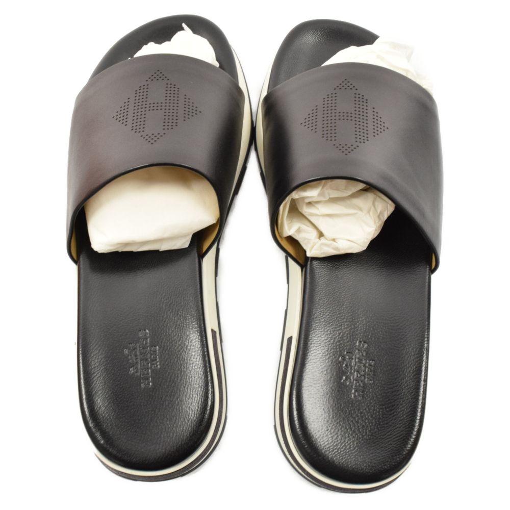 HERMES (エルメス) リフレックス レザースライドサンダル ブラック