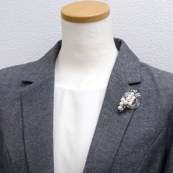ミキモト K14WG アコヤ真珠 ブローチ 径約6.5-7.7mm ヴィンテージ製品  