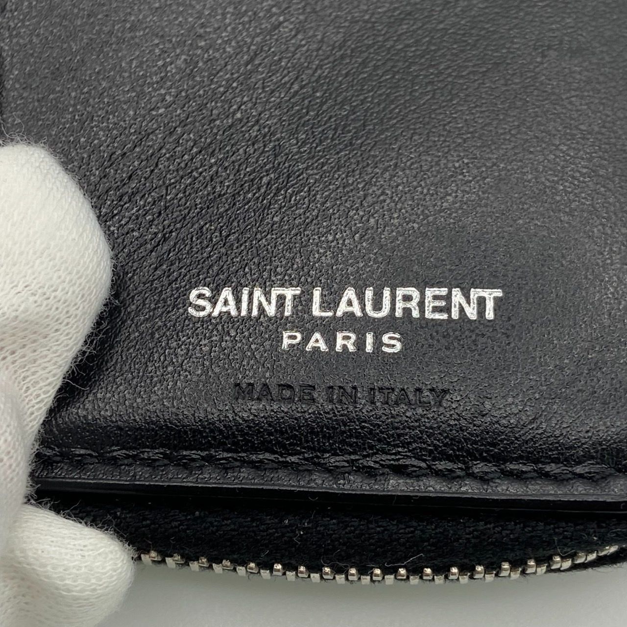 SAINT LAURENT サンローラン クロコ型押し 二つ折り財布 ブラック SAINT LAURENT 中古品 サンローランパリ 二つ折り財布 クロコ型