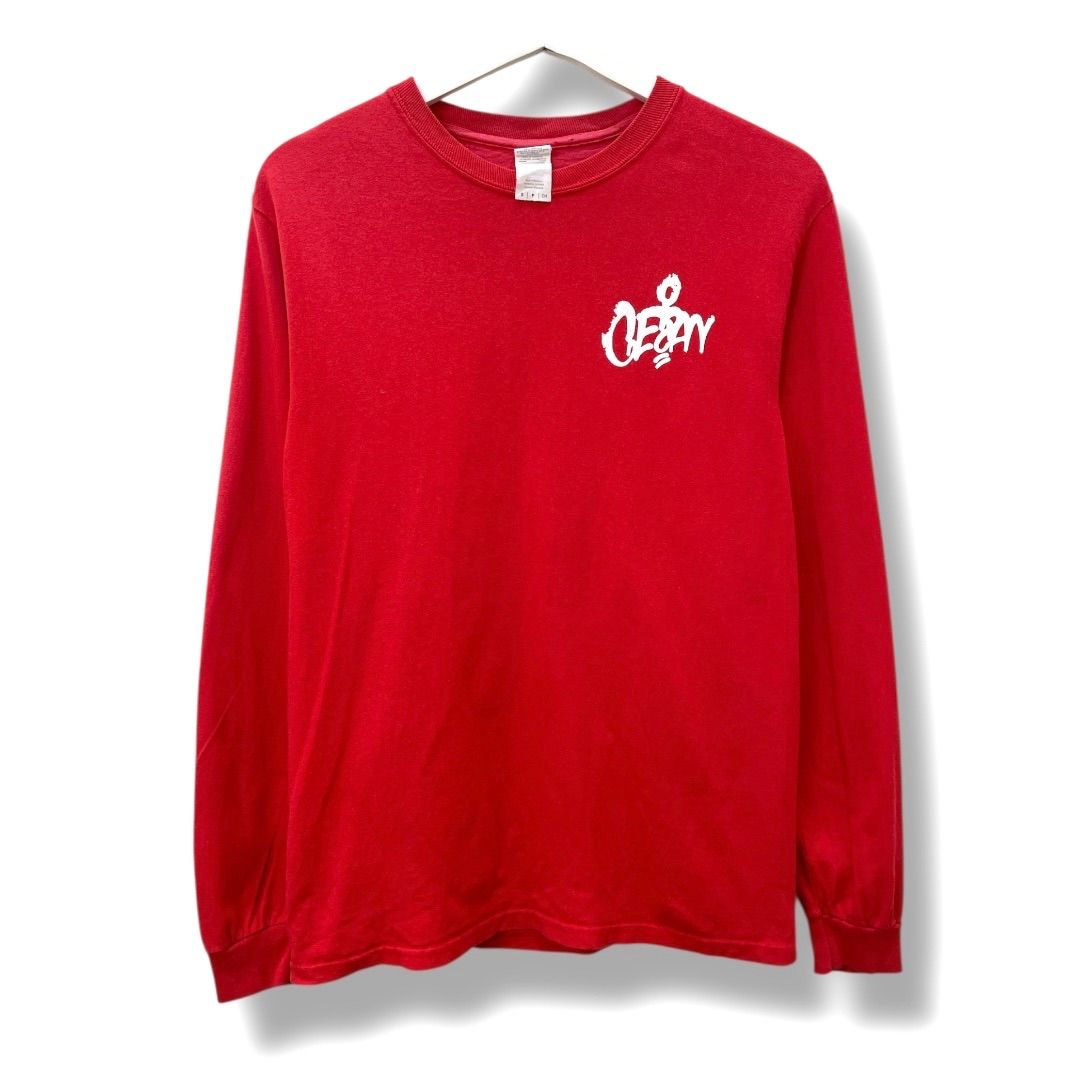 GEZAN ゲザン NEWS 洗脳 LONG T-SHIRT ロングTシャツ ロンT S レッド