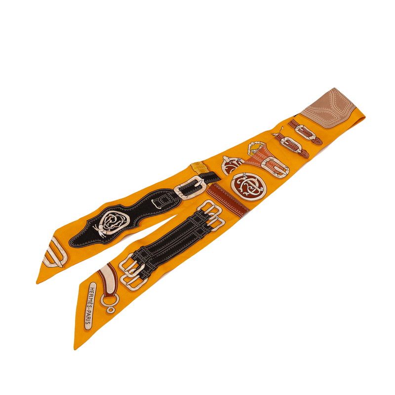 エルメス ツイリー HARNAIS DES PRESIDENTS 大統領の馬具 オレンジ マルチカラー シルク レディース HERMES 1-0229411