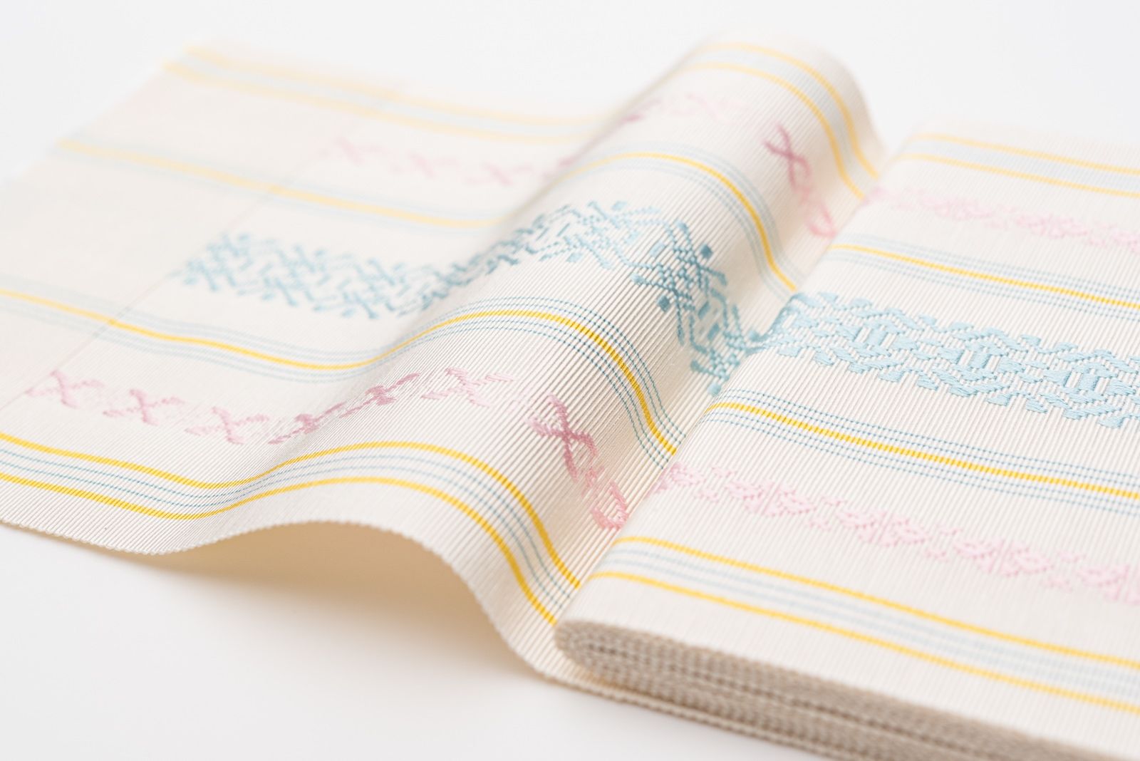  本場筑前博多半幅帯 独孤柄 桃色×水色 半幅帯 浴衣帯