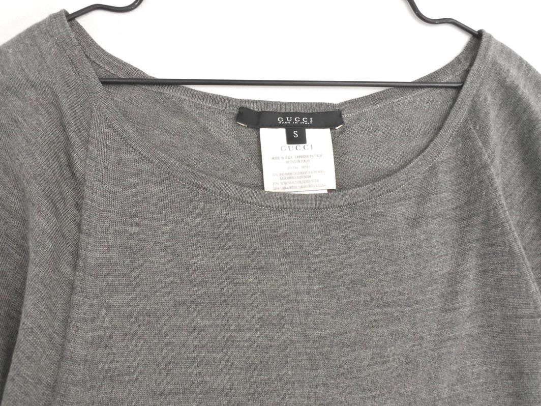 GUCCI カシミヤシルクウール インターロッキング チュニックニット グレーS GUCCI カシミヤシルクウール インターロッキング チュニックニット グレーS