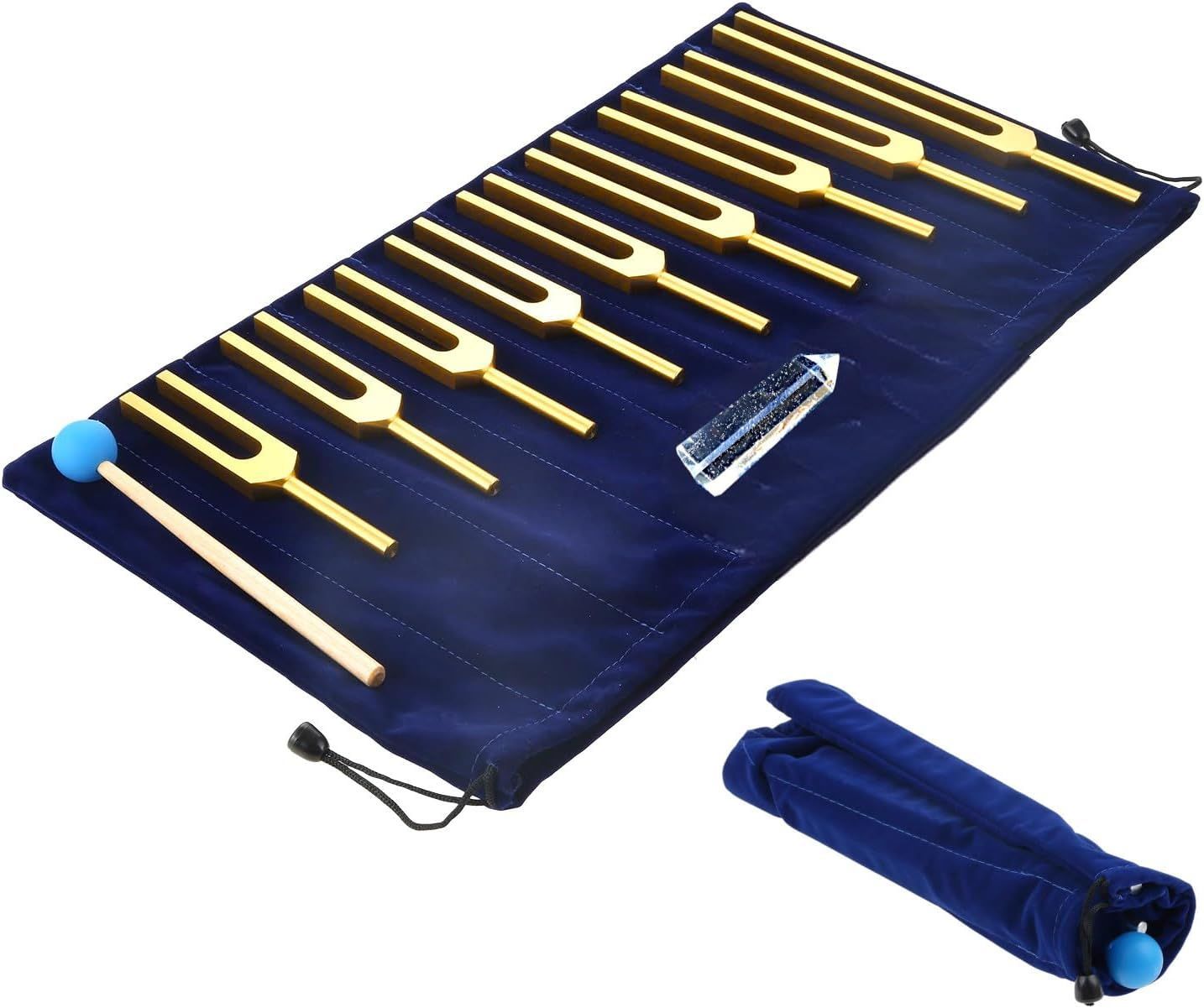 音叉セット クリスタル 9本 ヒーリング用 ゴールド M250412-160