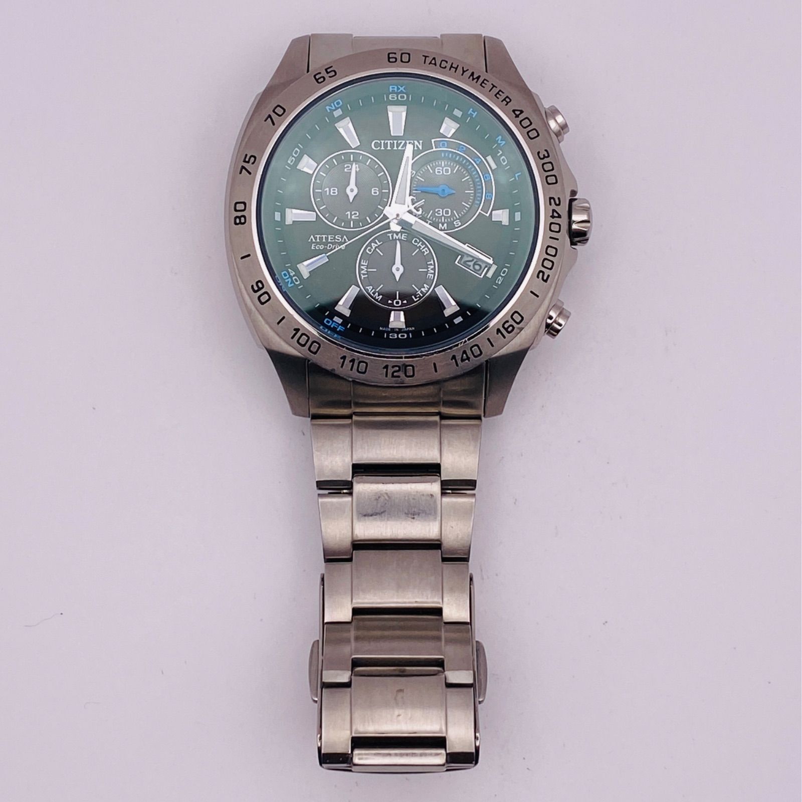 【チタン】CITIZEN ATTESA ATP53-3032 クロノグラフ 電波 T197）良品 稼動品 CITIZEN シチズン 電波ソーラー ECO-DRIVE