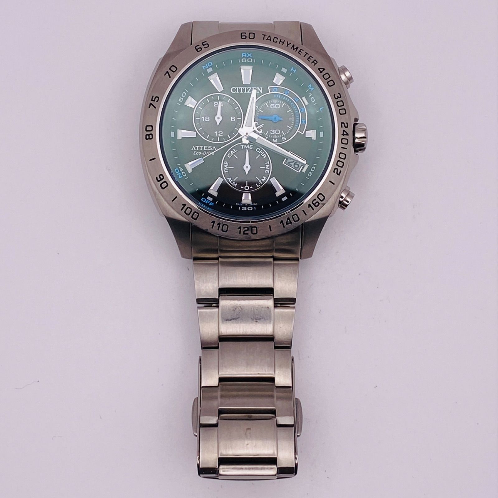 T197）良品 稼動品 CITIZEN シチズン 電波ソーラー ECO-DRIVE ATTESA アテッサ クロノグラフ TITANIUM ATP53- 3032 E610-T015573 人気 時計 メンズ ユニセックス - メルカリ