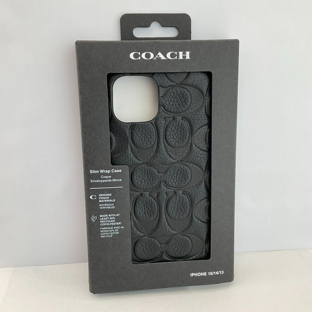 87【新品未開封】COACH iPhone15 Leather Slim Wrap（ブラック