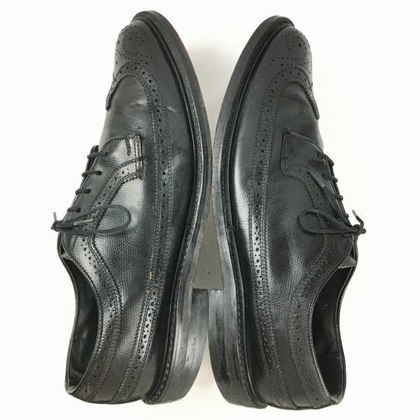試着交換OK！80s?USA Vintage　キャッツポゥ社ヒール　ロングウイングチップ　JTフットインソール〈黒/BLACK/ブラック〉　サイズ10D　管NO.WZG-81 試着交換OK！80s?USA Vintage キャッツポゥ社ヒール ロングウイング