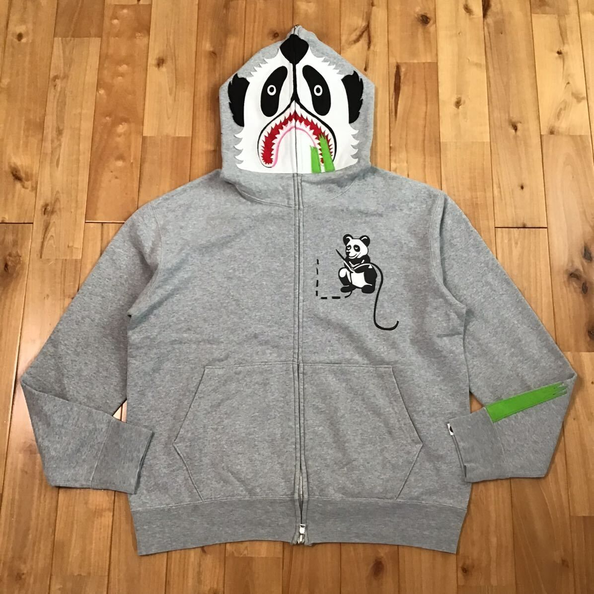 パンダ パーカー Mサイズ グレー panda full zip hoodie a bathing ape BAPE エイプ ベイプ アベイシングエイプ NIGO