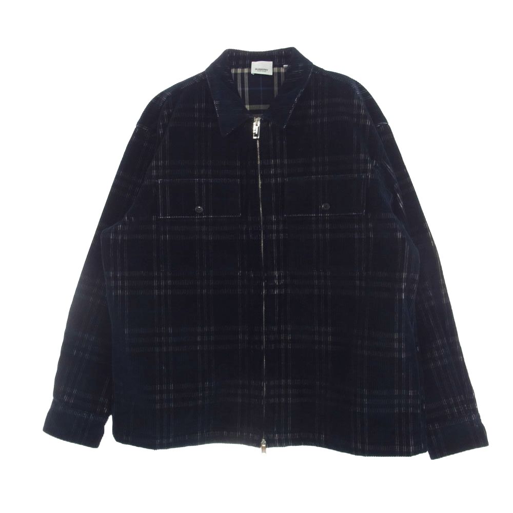 BURBERRY LONDON バーバリー ロンドン 8071947 チェック柄 コーデュロイ ジップ ジャケット L ネイビー ネイビー系 L【美品】【中古】