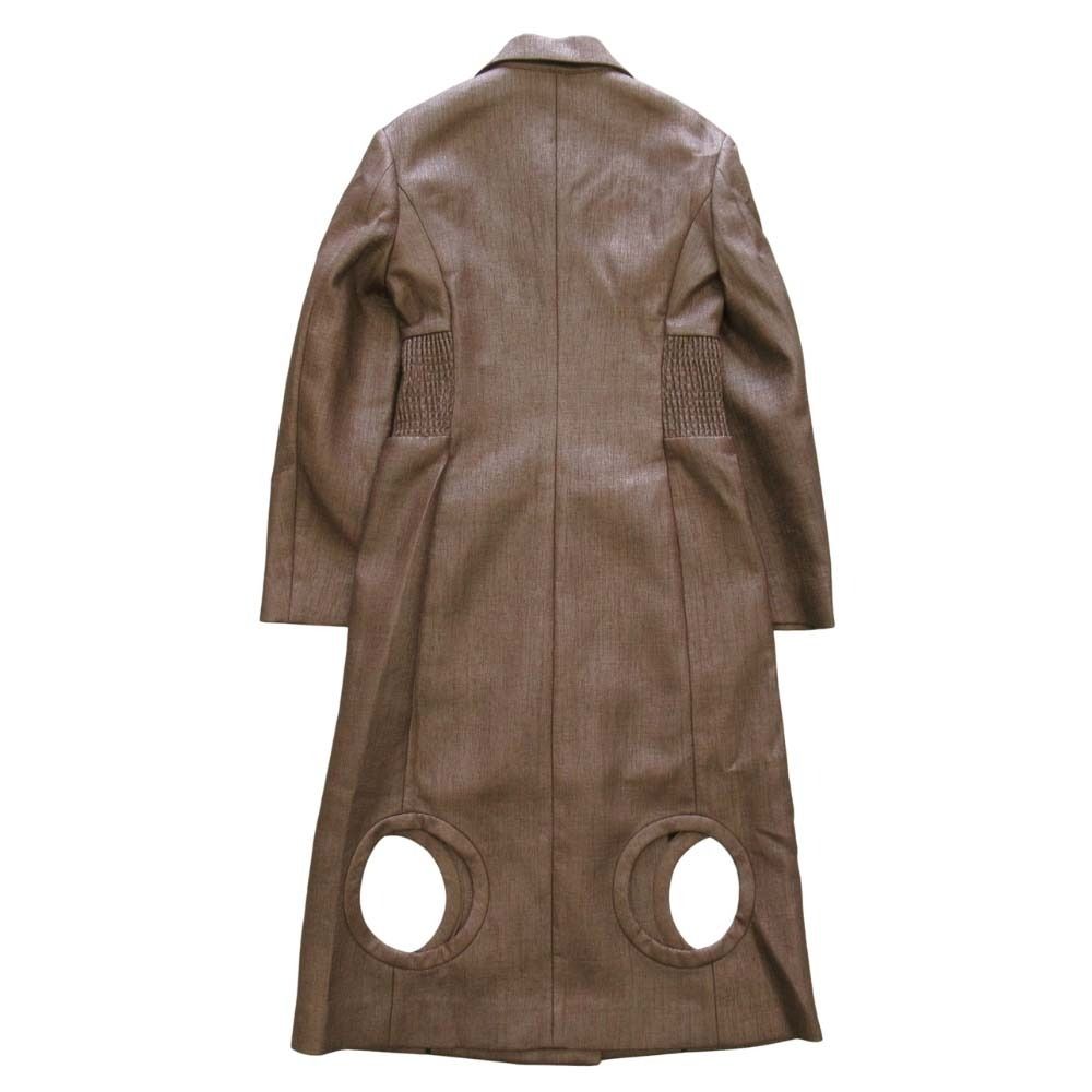 20ss FUMIKA_UCHIDA フミカウチダ ラフィア ウェスト パッド チェスターコート ロング ジャケット 34 茶 ブラウン レディース 古着