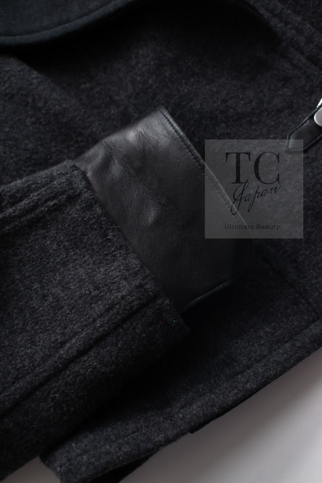 シャネル ジャケット CHANEL チャコールグレー ブラック ウール