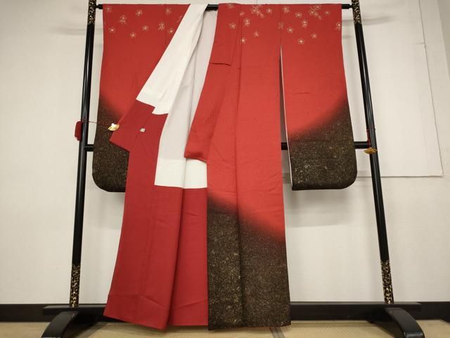 平和屋着物□豪華振袖 舞花文 暈し染め 金銀彩 鈴乃屋扱い 正絹