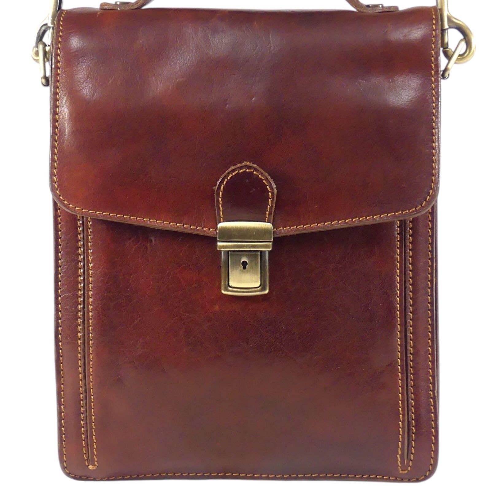 Genuine Leather ショルダーバッグ 2way イタリア製 ハンドバッグ 斜め掛け メンズ レディース 革 茶 ショルダーバッグ一覧←SEULB屋着古← NR4619