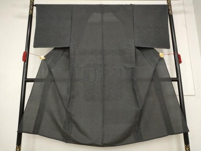 平和屋着物＊夏物 男性 紬 墨色 正絹 AABB0568st