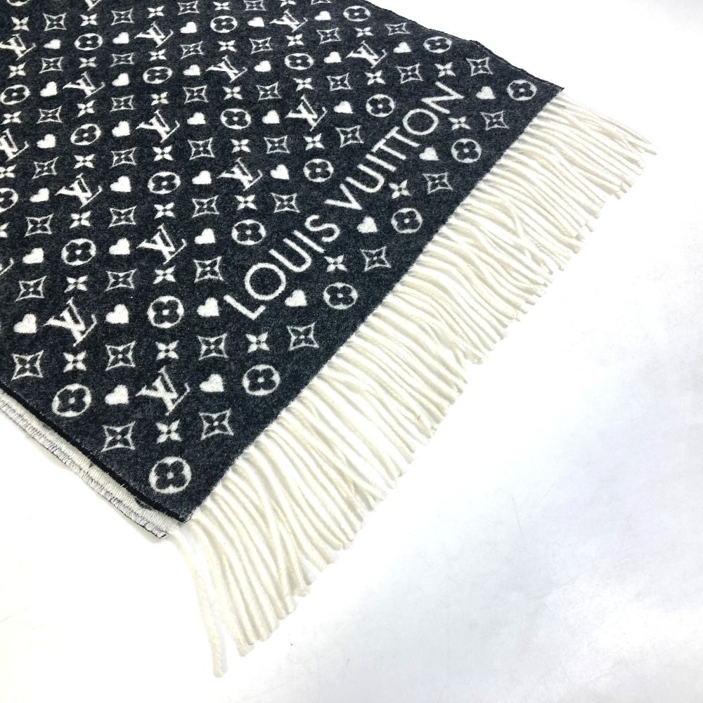 ルイヴィトン　カシミヤマフラー　ハート柄 LOUIS VUITTON カシミヤマフラーモノグラムグレー/ピンク