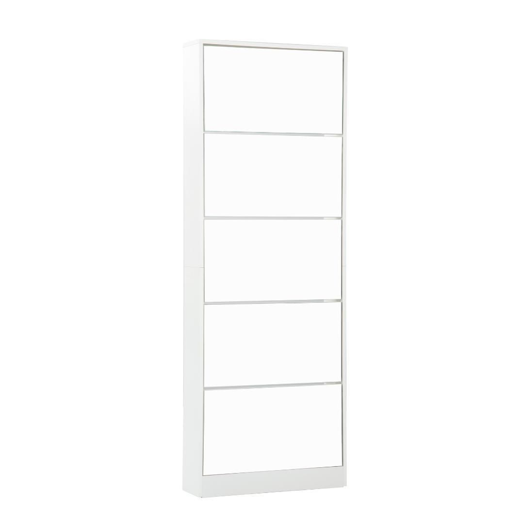 【新品】鏡付き5段シューズラック スリム 玄関収納 倒れ防止 一人用 新品】【鏡タイプ】下駄箱 5段 シューズラック 玄関収納 ひとり暮らし