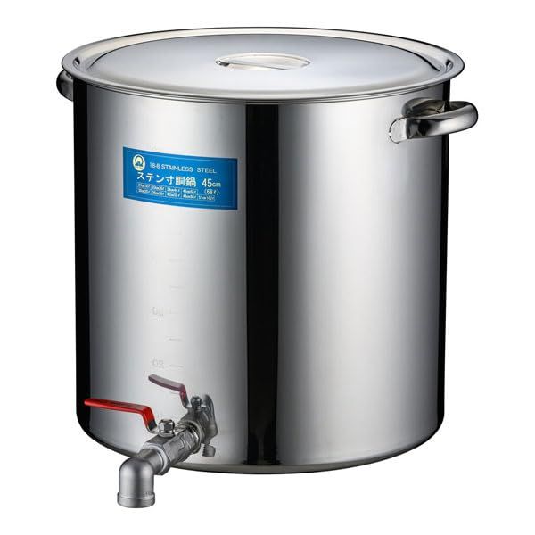 3営業日で発送 遠藤商事 ＳＡ１８－８蛇口付寸胴 目盛付 ４５ｃｍ ２５Ａ１インチ EZV0306