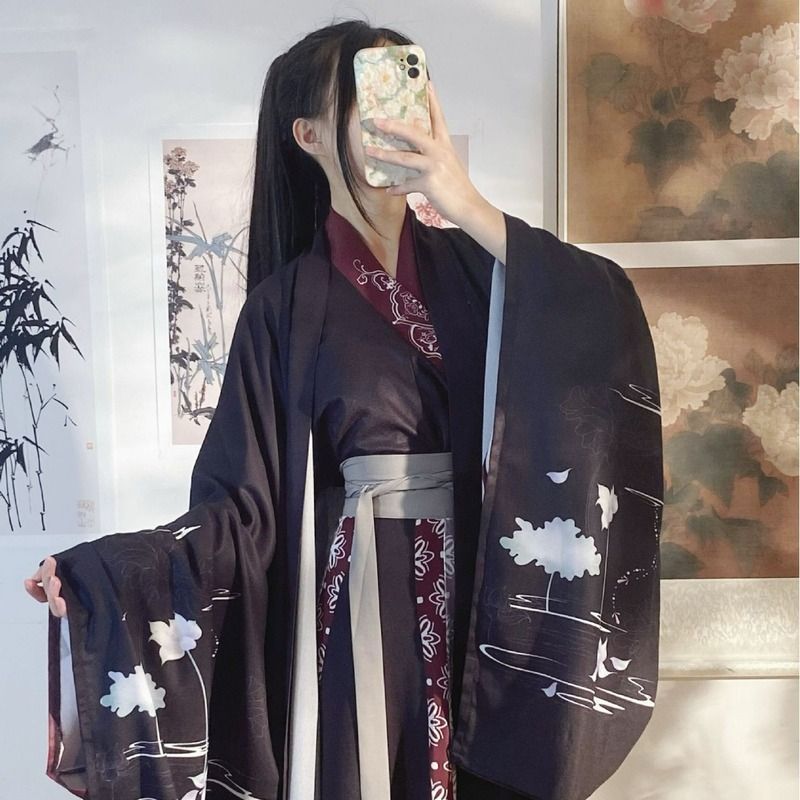 幅広袖羽織 交差襟トップス