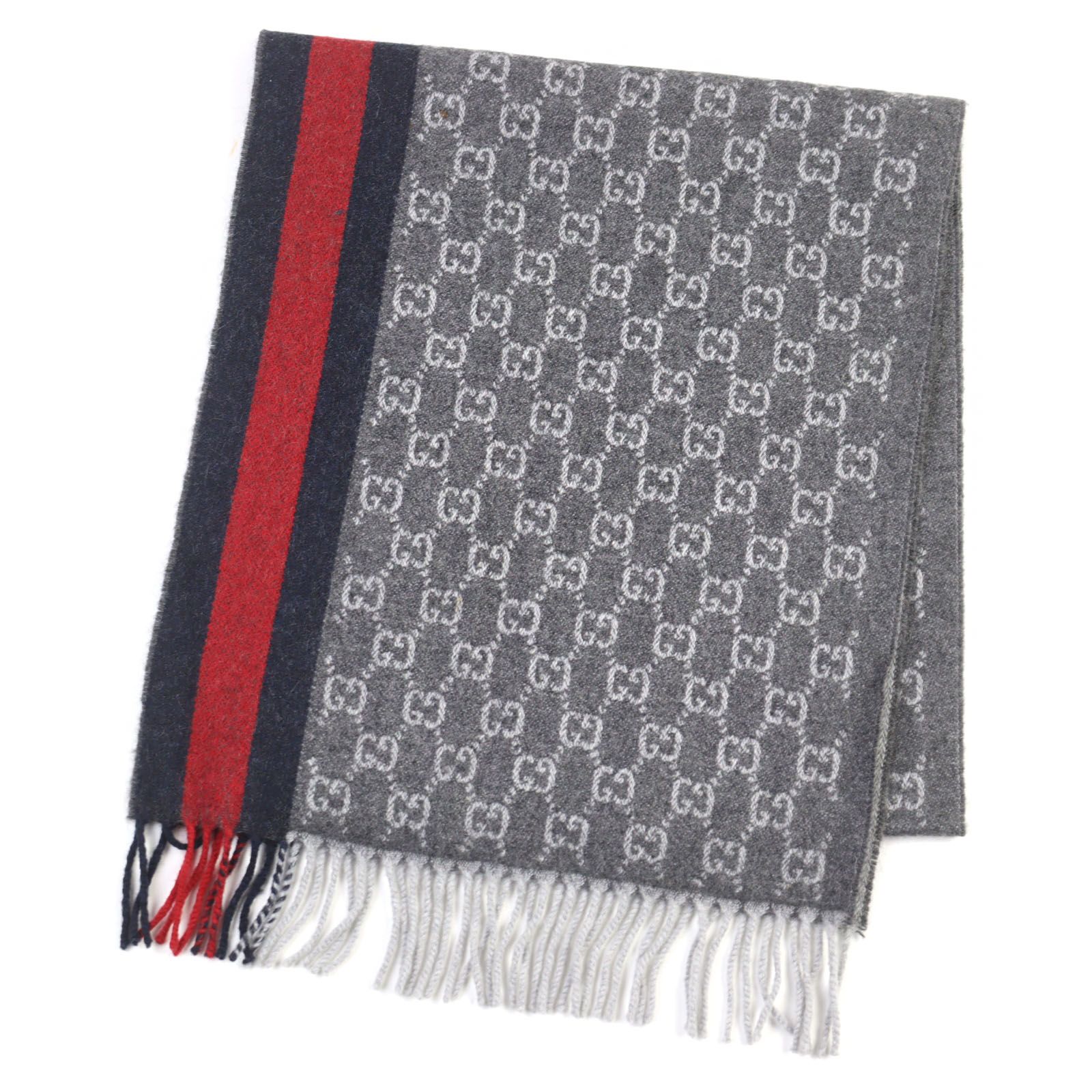 美品○GUCCI グッチ 391531 カシミヤ50% GGロゴ総柄 ウェブ