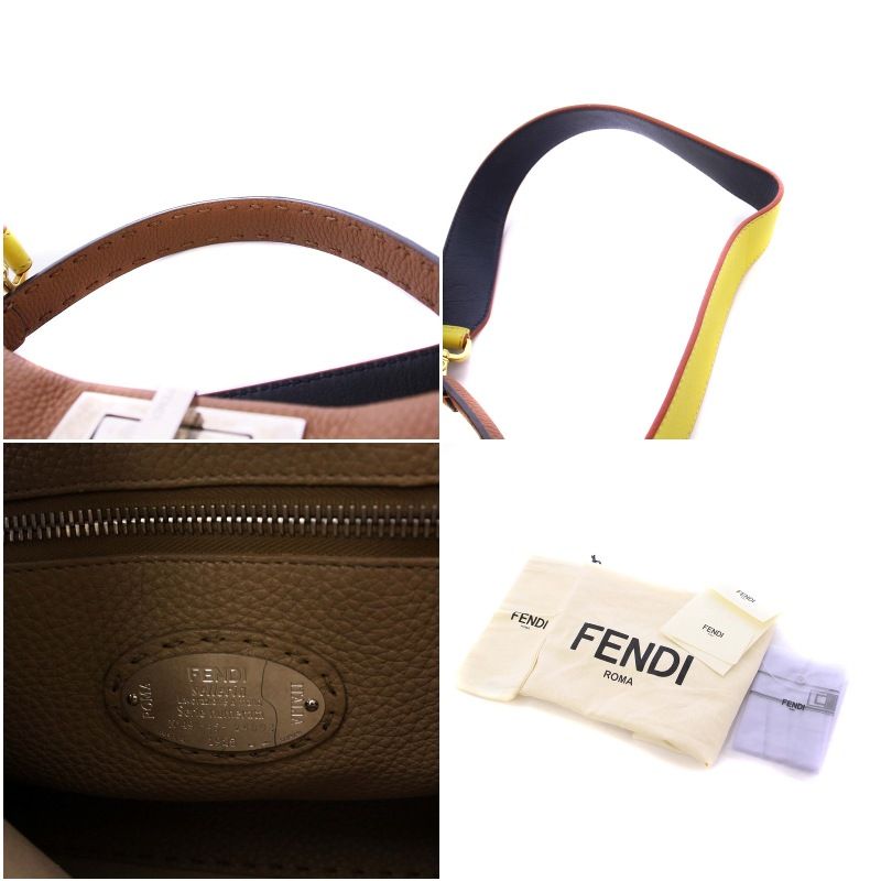 ★送料込★FENDI ピーカブー ミディアム ハンドバッグ FENDI 24FW PEEKABOO ソフトレザー ミディアムバッグ*グレー