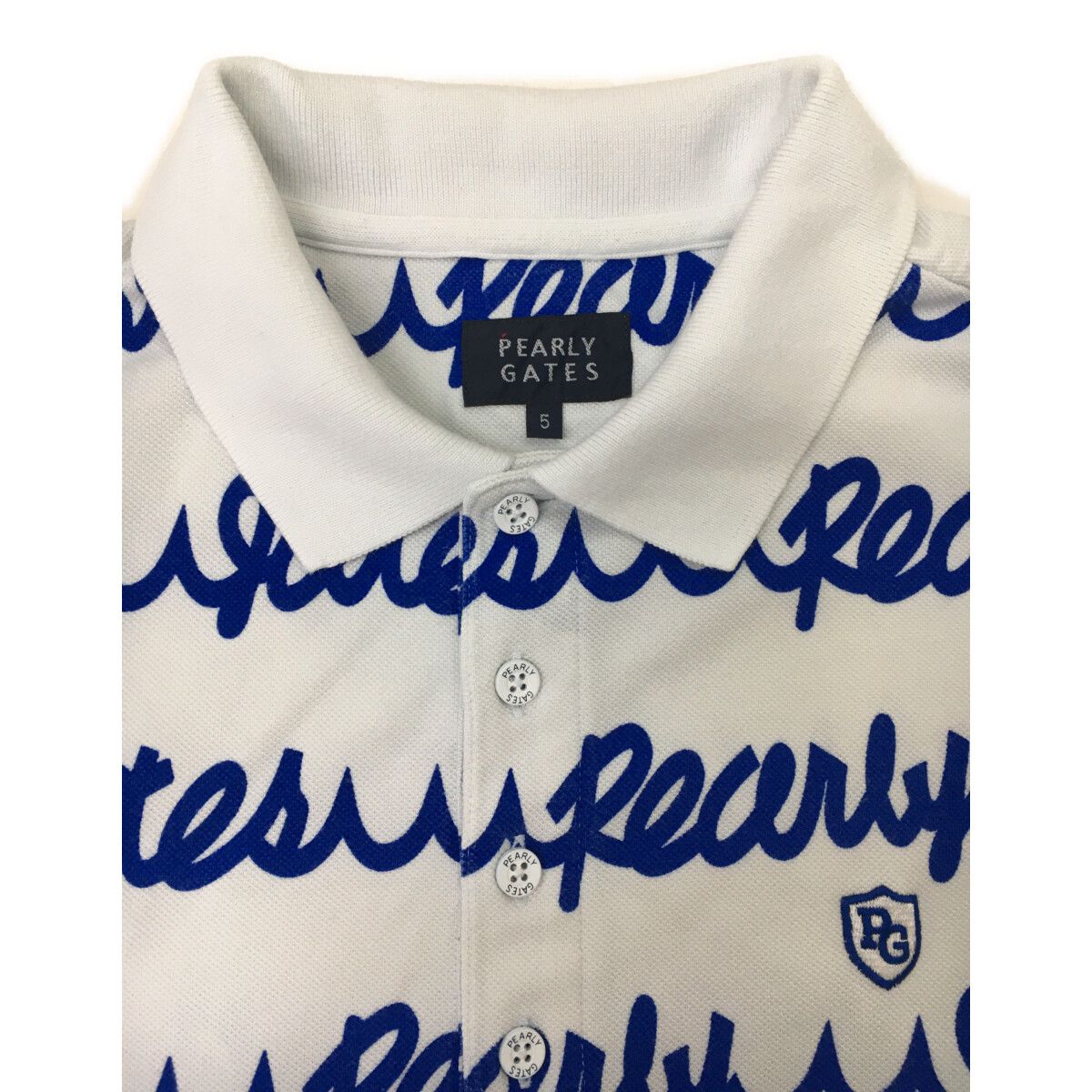 中古 メンズ パーリーゲイツ PEARLY GATES 半袖ポロシャツ 5(L) 白 青