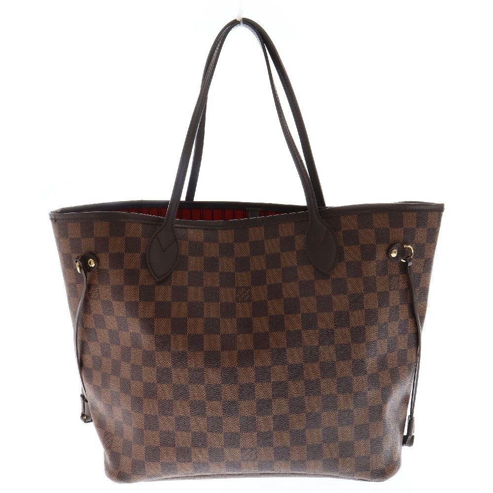 LOUIS VUITTON ルイヴィトン ダミエ ネヴァーフルMM ポーチ付 レザー トートバッグ ブラウン N41358