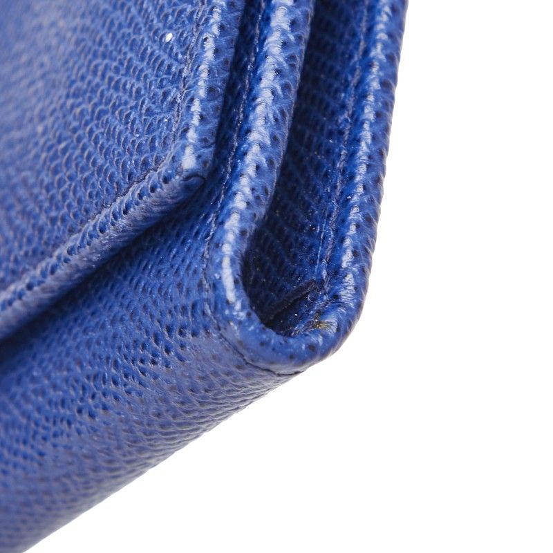 ブルガリ ロゴクリップ カードケース 名刺入れ ブルー ゴールド レザー  