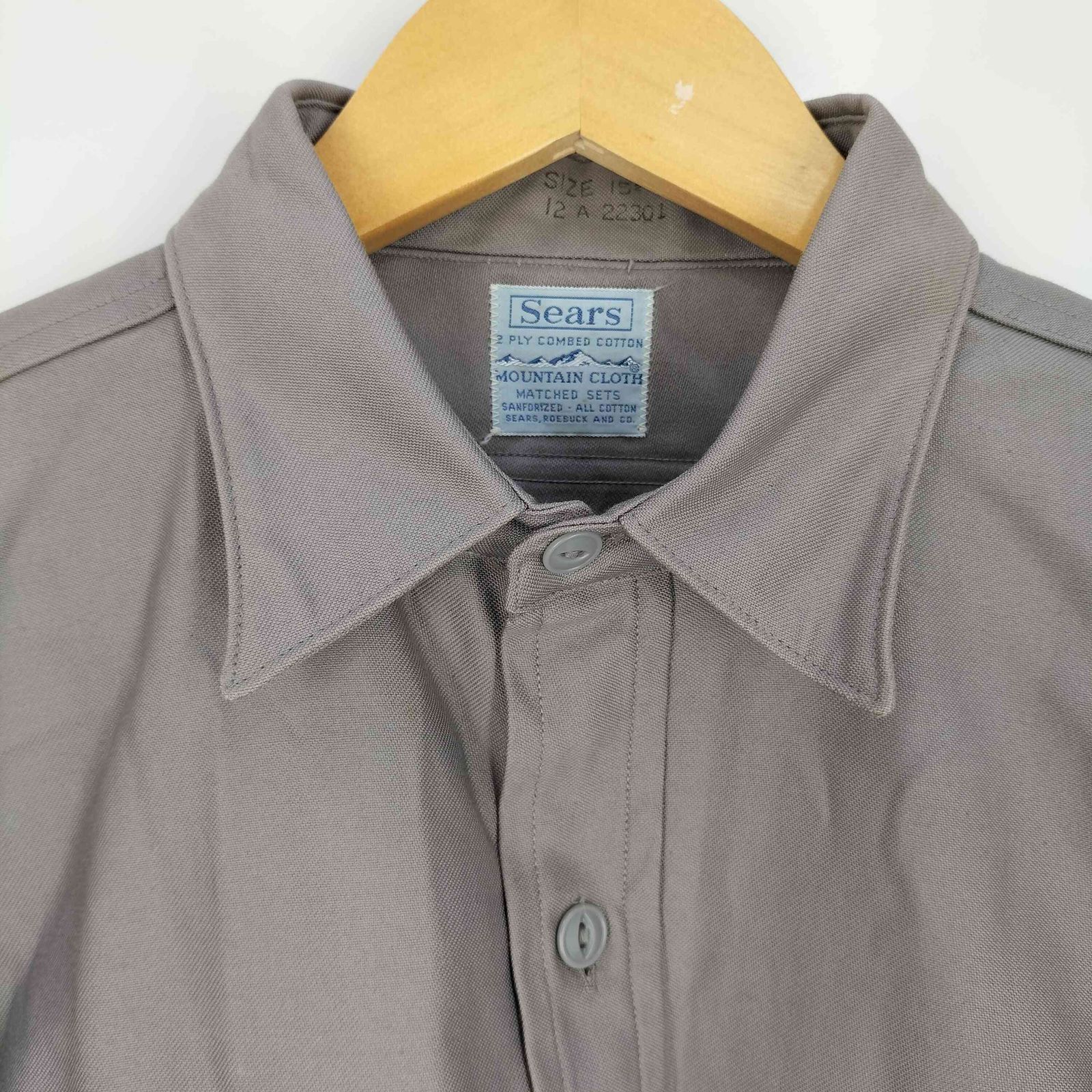 シアーズ Sears 60s 猫目ボタン コットン ワークシャツ メンズ 15 2 S 