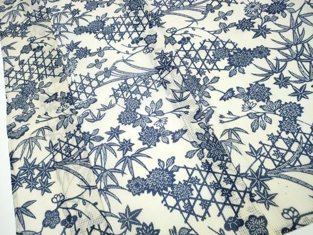 籬松竹梅菊文 綿