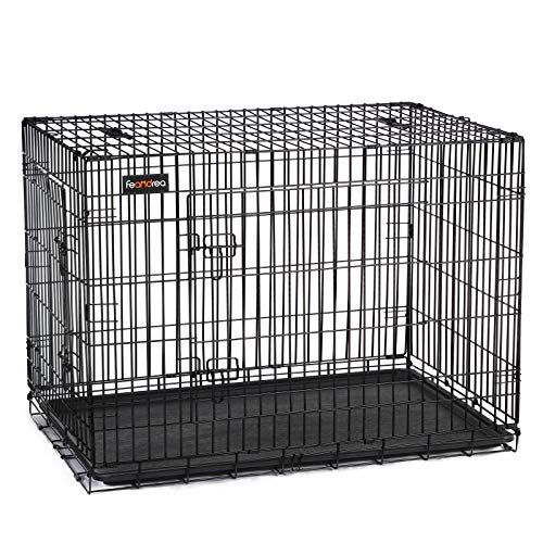 FEANDREA 犬ケージ 中大型犬用 122x74.5x80.5cm 室内外兼用 ケージ 折り畳み式 持ち手付き 移動便利 トレー付き PPD48H