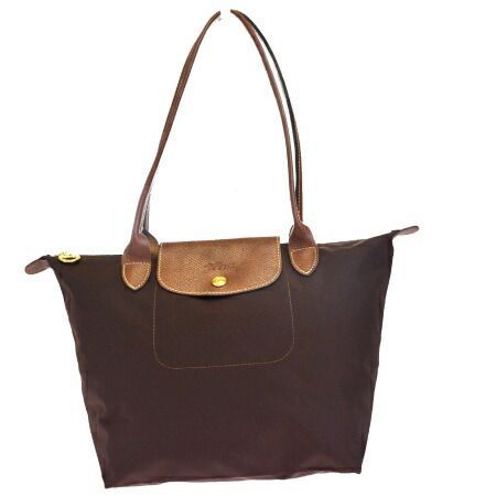 【中古】 ロンシャン LONGCHAMP トートバッグ ハンドバッグ ブラウン ナイロン レザー 08HC102