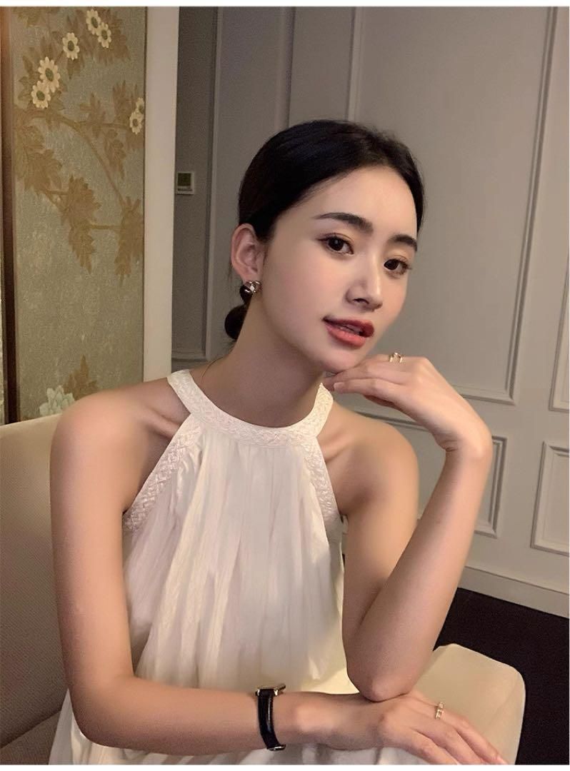 夏秋必見 韓国ストリートホルターネックロングワンピース