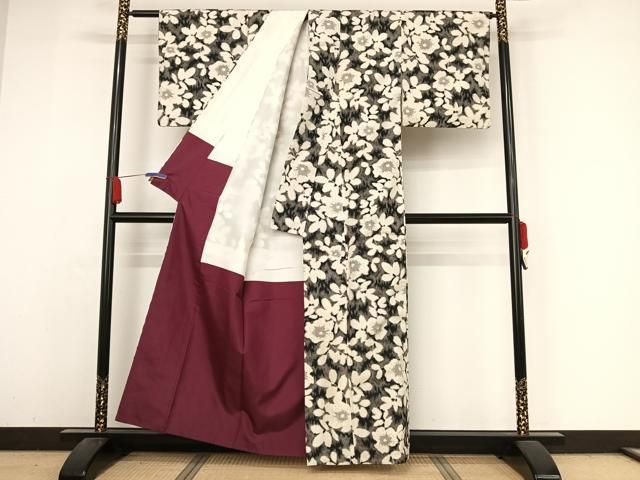 平和屋着物○上質な紬 花尽くし 正絹 逸品 AABA4535np - メルカリ