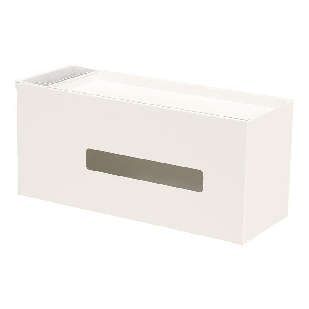 ホワイト コレンド(COLLEND) ティッシュケース ポケットu0026トレイ付 ホワイト 29.5×11×13.7cm