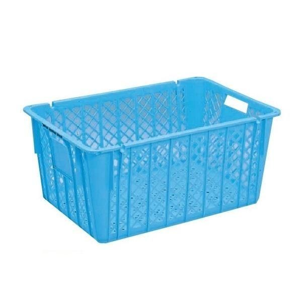 〔5個セット〕プラスケット/網目ボックス 〔No.1300 金具付き〕 ブルー スタッキング金具使用時：段積み可〔代引不可〕