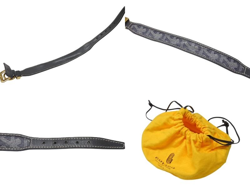  GOYARD ゴヤール フランクリン ペット用首輪 ゴヤールディンキャンバス クラムシーカウハイド パラジウム グレー サイズ32 4 b 007213 首輪 首輪 ハーネス リード