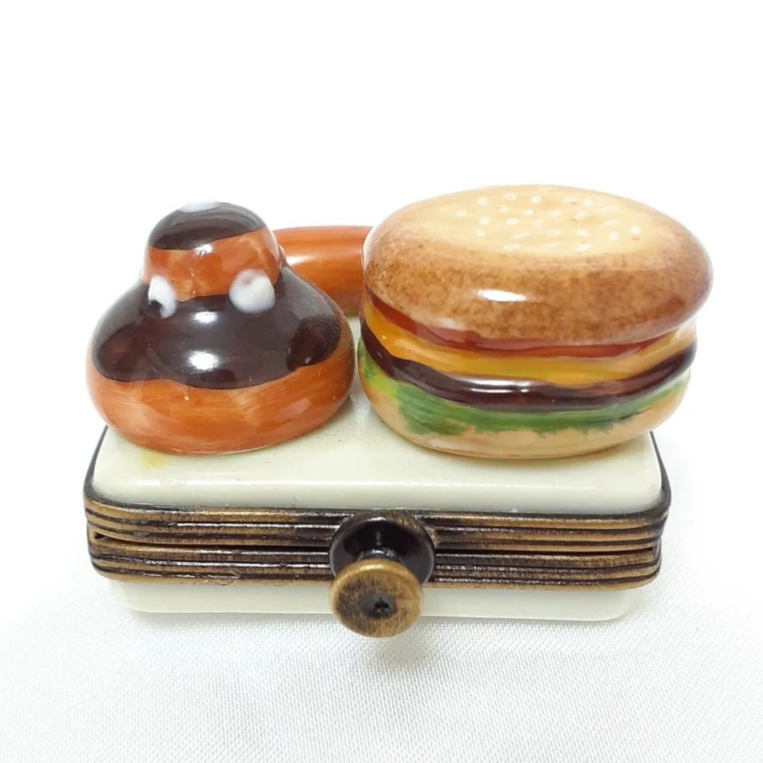 LIMOGES リモージュボックス フランス エナメル  小物入れ ハンバーガー ドーナツ ソーセージ ウェイトスケール