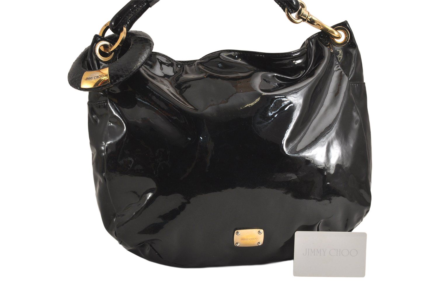 JIMMY CHOO ジミーチュウ ヴィンテージ SKY エナメル ショルダーハンドバッグ ブラック 5561M
