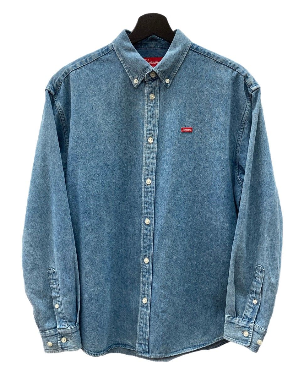 シュプリーム SUPREME Small Box Denim Shirt Washed Indigo スモール ボックス ロゴ デニム シャツ 青 長袖シャツ ロゴ ブルー Sサイズ 104MT-1942
