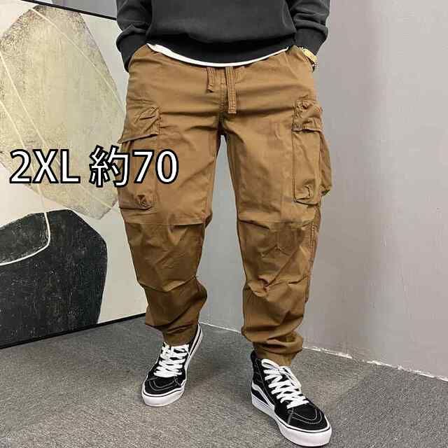 2XL 約70 メンズ ファッション 服 男性用 オシャレ シンプル 大人 かっこいい 大きいサイズ ストリート 紳士服 アメカジ アウトドア 機能的 マルチ ポケット ゆったり ストリート ズボン パンツ