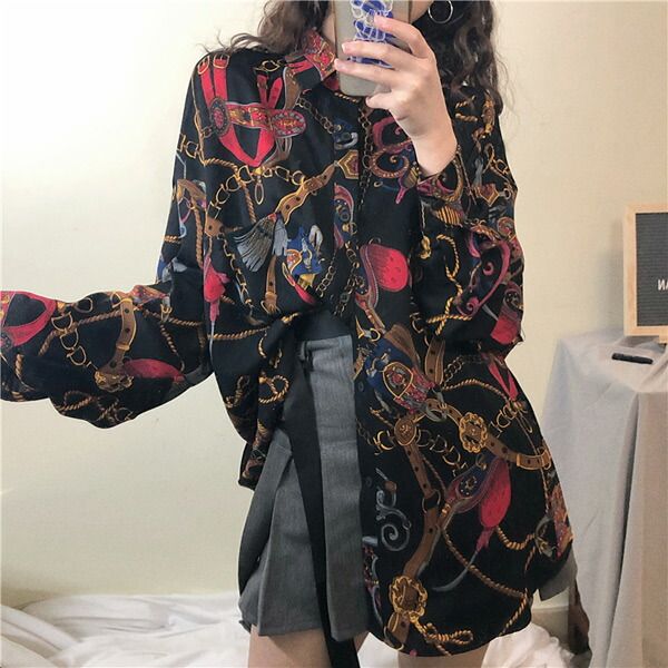 a まとめ5点 スカーフ柄 チェーン柄 シャツ レディース 総柄 ヴィンテー a まとめ5点 スカーフ柄 チェーン柄 シャツ レディース 総柄