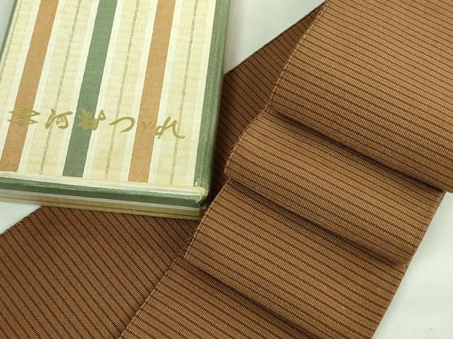 平和屋本店□極上 男性 西陣 河村織物 河村つづれ 角帯 共箱付き 逸品