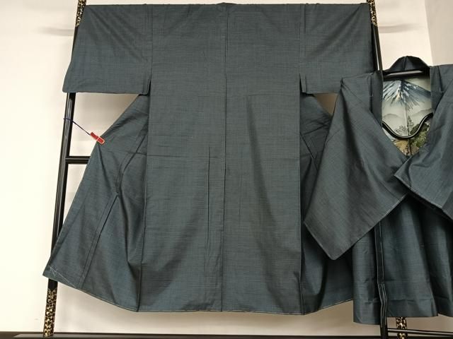 平和屋着物●男性 本場大島紬 アンサンブル 100亀甲 総詰め キングサイズ 正絹 AABA8831zg