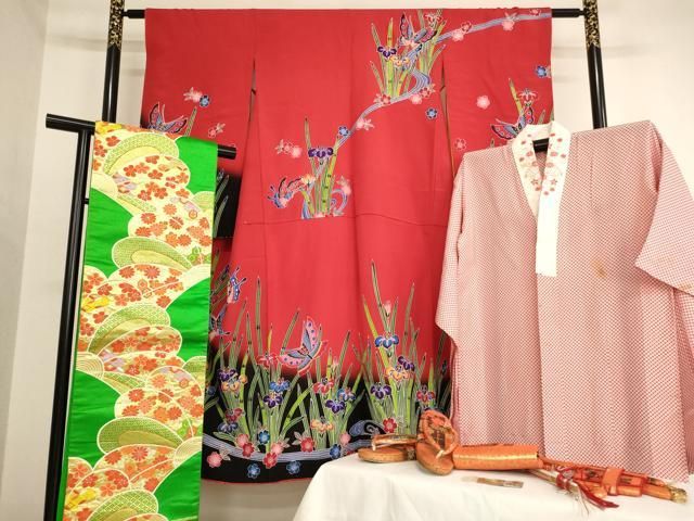 平和屋着物[]七五三 女の子 7歳 祝着 四つ身 袋帯セット 駒刺繍 鳳凰