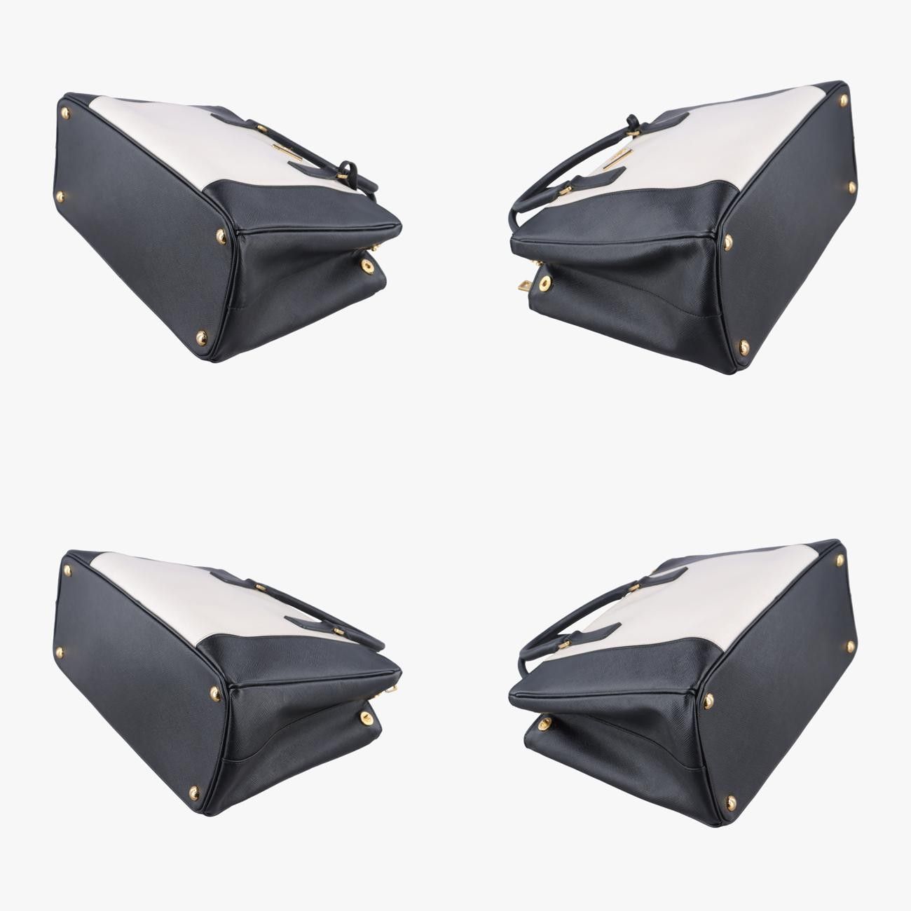 プラダPradaガレリアブラック×ホワイトサフィアーノレザーB2274C25