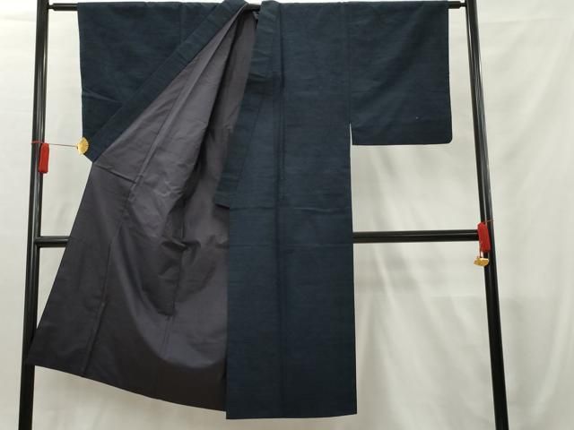 平和屋着物○男性 紬 鉄紺色 正絹 逸品 DAAW5143ud 