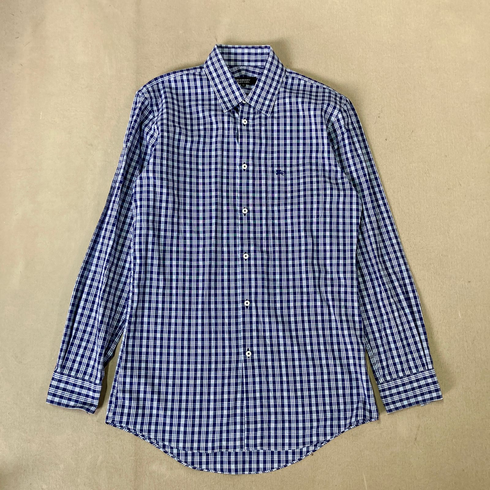 BURBERRY BLACK LABEL バーバリーブラックレーベル 長袖シャツ ギンガムチェック柄シャツ トップス 三陽商会 日本製 ブルー 39 メンズ 0.18kg