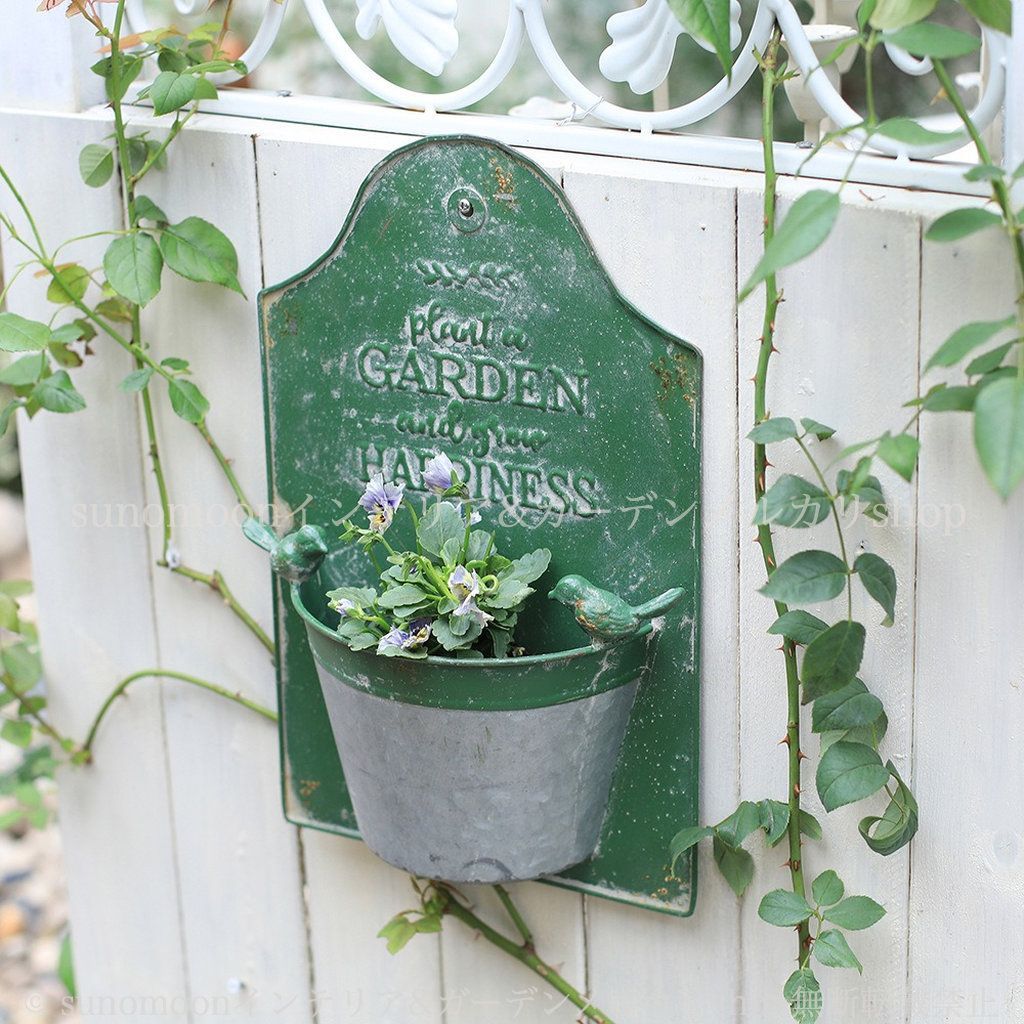庭の装飾 鉄 おしゃれ インテリア 壁掛け おしゃれ シャビー加工 ヨーロッパ風 ヴィンテージ調 プランター ガーデンインテリア グリーン ガーデン雑貨 ガーデン 雑貨 シャビーシック お洒落 ガーデニング 8-14