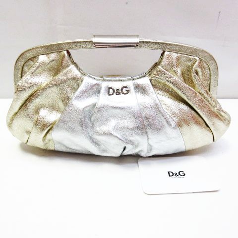 D＆G ドルガバ パーティバッグ ハンドバッグ がま口 シルバーカラー